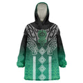 Aotearoa Maori Iwi Heritage Wearable Blanket Hoodie Ngai Tahu Pounamu Green