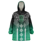 Aotearoa Maori Iwi Heritage Wearable Blanket Hoodie Ngai Tahu Pounamu Green