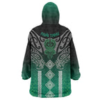 Aotearoa Maori Iwi Heritage Wearable Blanket Hoodie Ngai Tahu Pounamu Green