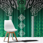 Aotearoa Maori Iwi Heritage Window Curtain Ngai Tahu Pounamu Green