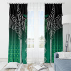 Aotearoa Maori Iwi Heritage Window Curtain Ngai Tahu Pounamu Green