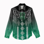 Aotearoa Maori Iwi Heritage Women Casual Shirt Ngai Tahu Pounamu Green