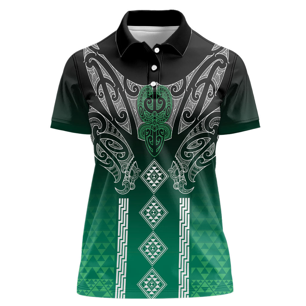 Aotearoa Maori Iwi Heritage Women Polo Shirt Ngai Tahu Pounamu Green