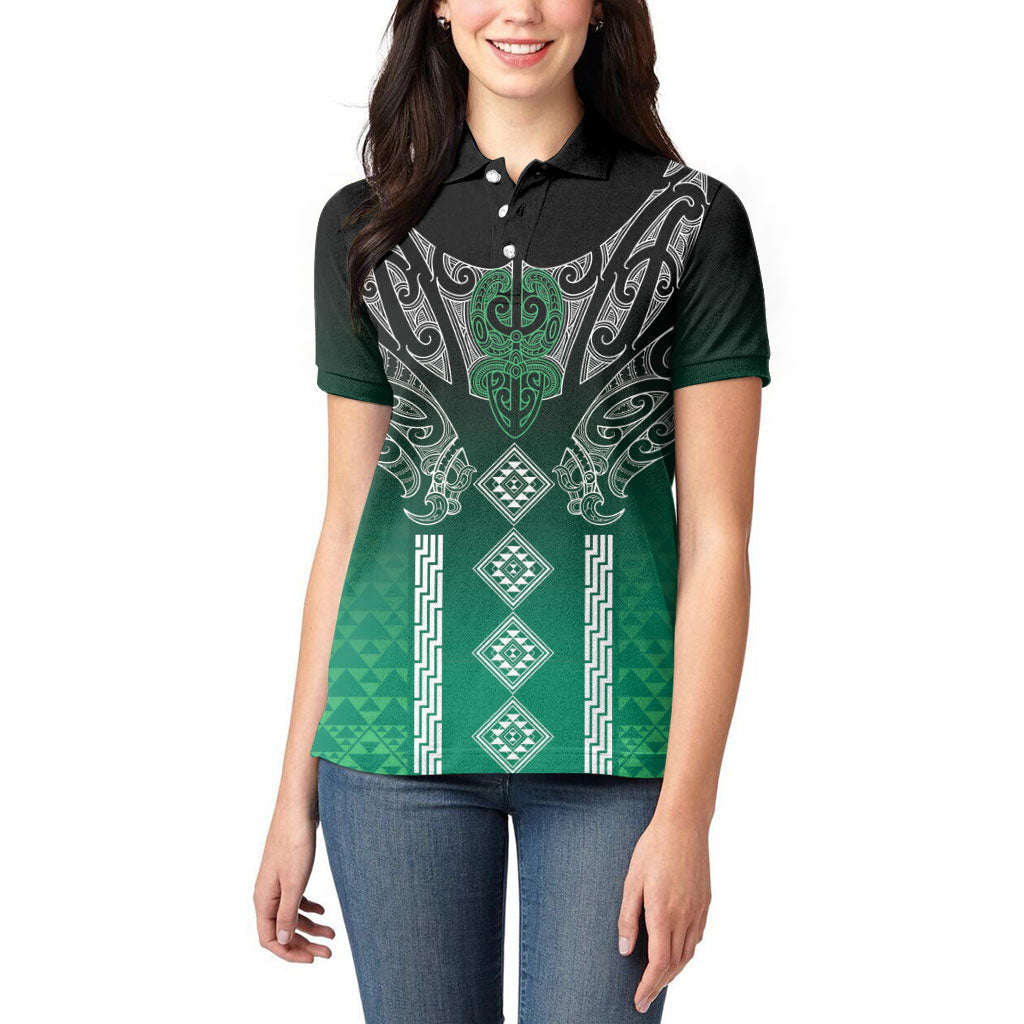 Aotearoa Maori Iwi Heritage Women Polo Shirt Ngai Tahu Pounamu Green