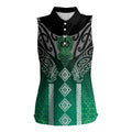 Aotearoa Maori Iwi Heritage Women Sleeveless Polo Shirt Ngai Tahu Pounamu Green