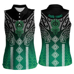 Aotearoa Maori Iwi Heritage Women Sleeveless Polo Shirt Ngai Tahu Pounamu Green