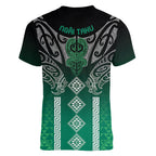 Aotearoa Maori Iwi Heritage Women V-Neck T-Shirt Ngai Tahu Pounamu Green