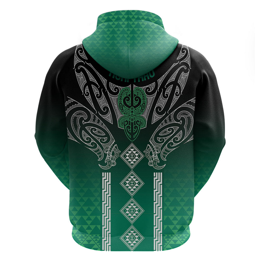 Aotearoa Maori Iwi Heritage Zip Hoodie Ngai Tahu Pounamu Green