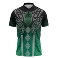Aotearoa Maori Iwi Heritage Zipper Polo Shirt Ngai Tahu Pounamu Green