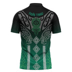 Aotearoa Maori Iwi Heritage Zipper Polo Shirt Ngai Tahu Pounamu Green