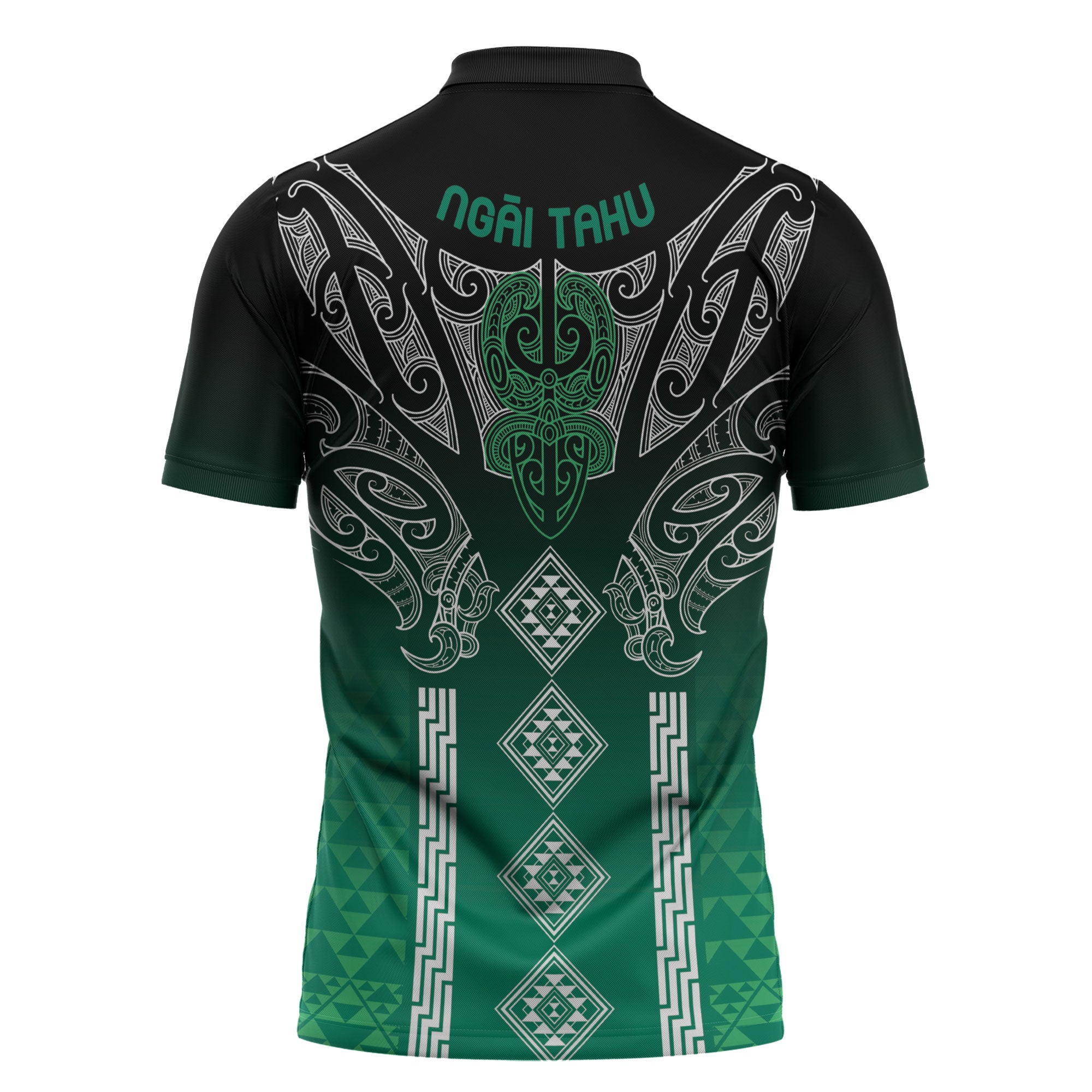 Aotearoa Maori Iwi Heritage Zipper Polo Shirt Ngai Tahu Pounamu Green