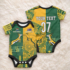 Australia - South Africa Rugby Custom Indigenous Motifs Baby Onesie Bokke Vs Wallabies