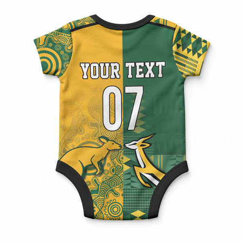 Australia - South Africa Rugby Custom Indigenous Motifs Baby Onesie Bokke Vs Wallabies