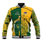 Australia - South Africa Rugby Custom Indigenous Motifs Baseball Jacket Bokke Vs Wallabies