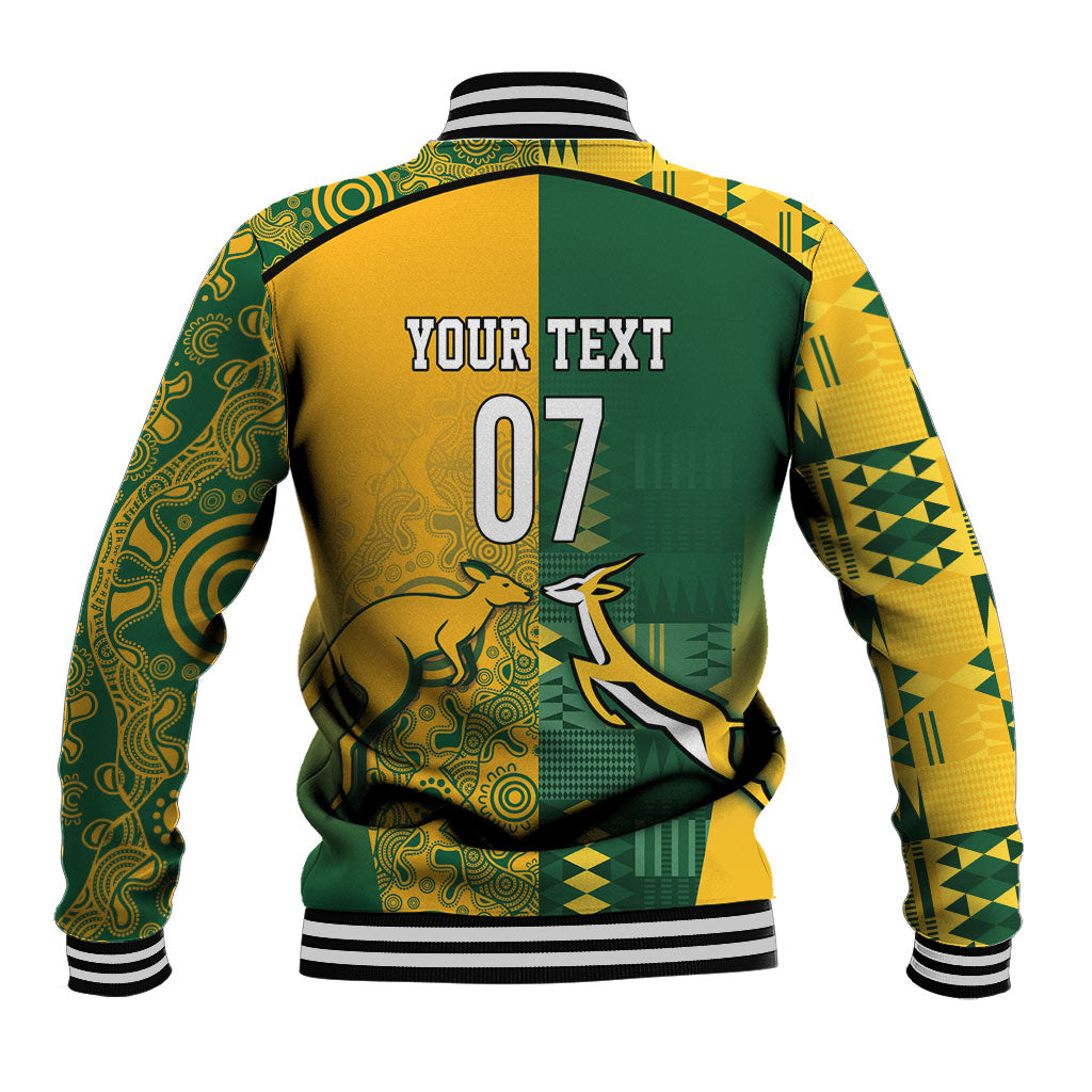 Australia - South Africa Rugby Custom Indigenous Motifs Baseball Jacket Bokke Vs Wallabies