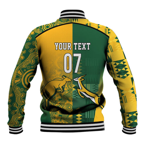 Australia - South Africa Rugby Custom Indigenous Motifs Baseball Jacket Bokke Vs Wallabies