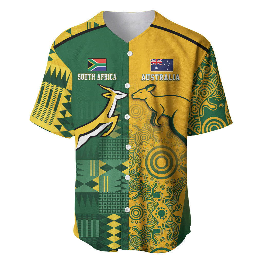 Australia - South Africa Rugby Custom Indigenous Motifs Baseball Jersey Bokke Vs Wallabies