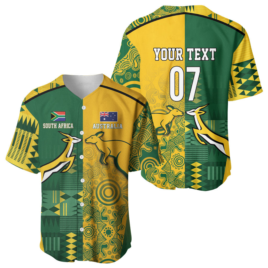 Australia - South Africa Rugby Custom Indigenous Motifs Baseball Jersey Bokke Vs Wallabies