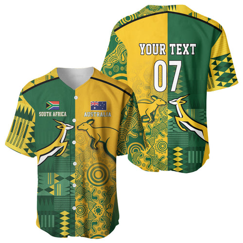 Australia - South Africa Rugby Custom Indigenous Motifs Baseball Jersey Bokke Vs Wallabies