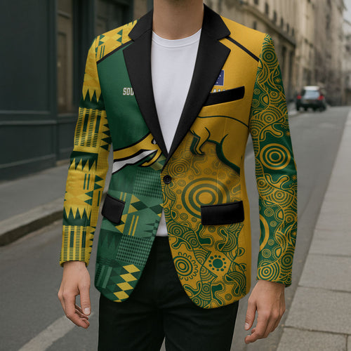 Australia - South Africa Rugby Custom Indigenous Motifs Blazer Bokke Vs Wallabies
