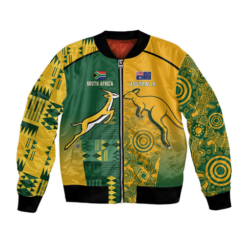 Australia - South Africa Rugby Custom Indigenous Motifs Bomber Jacket Bokke Vs Wallabies