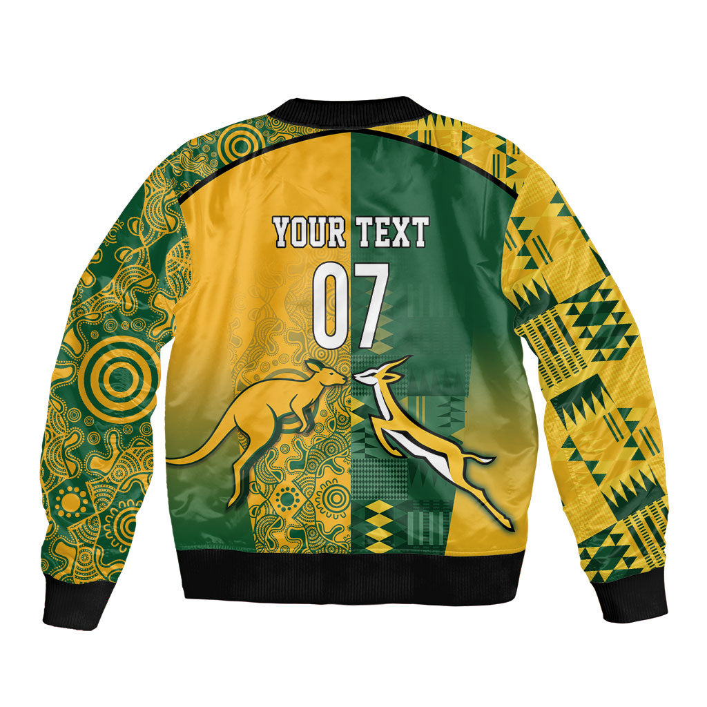 Australia - South Africa Rugby Custom Indigenous Motifs Bomber Jacket Bokke Vs Wallabies