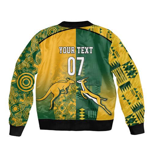 Australia - South Africa Rugby Custom Indigenous Motifs Bomber Jacket Bokke Vs Wallabies