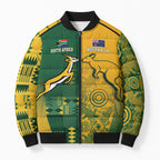 Australia - South Africa Rugby Custom Indigenous Motifs Bomber Puffer Jacket Bokke Vs Wallabies