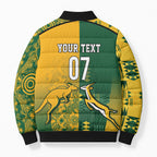 Australia - South Africa Rugby Custom Indigenous Motifs Bomber Puffer Jacket Bokke Vs Wallabies