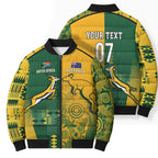 Australia - South Africa Rugby Custom Indigenous Motifs Bomber Puffer Jacket Bokke Vs Wallabies