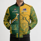 Australia - South Africa Rugby Custom Indigenous Motifs Bomber Puffer Jacket Bokke Vs Wallabies