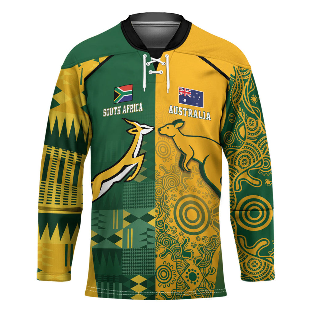 Australia - South Africa Rugby Custom Indigenous Motifs Hockey Jersey Bokke Vs Wallabies