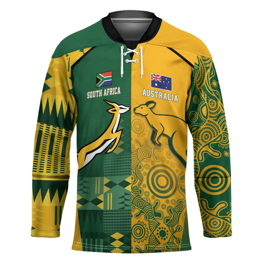 Australia - South Africa Rugby Custom Indigenous Motifs Hockey Jersey Bokke Vs Wallabies