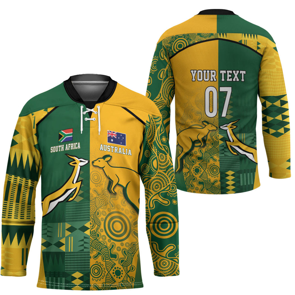 Australia - South Africa Rugby Custom Indigenous Motifs Hockey Jersey Bokke Vs Wallabies