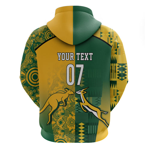 Australia - South Africa Rugby Custom Indigenous Motifs Hoodie Bokke Vs Wallabies
