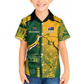 Australia - South Africa Rugby Custom Indigenous Motifs Kid Hawaiian Shirt Bokke Vs Wallabies