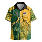 Australia - South Africa Rugby Custom Indigenous Motifs Kid Hawaiian Shirt Bokke Vs Wallabies
