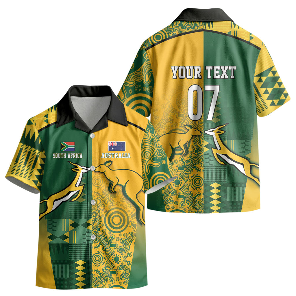 Australia - South Africa Rugby Custom Indigenous Motifs Kid Hawaiian Shirt Bokke Vs Wallabies