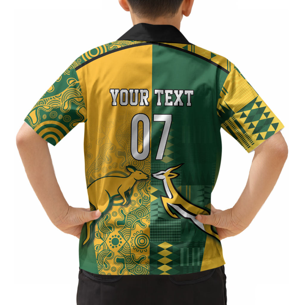 Australia - South Africa Rugby Custom Indigenous Motifs Kid Hawaiian Shirt Bokke Vs Wallabies