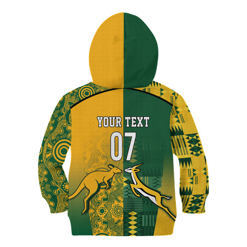 Australia - South Africa Rugby Custom Indigenous Motifs Kid Hoodie Bokke Vs Wallabies