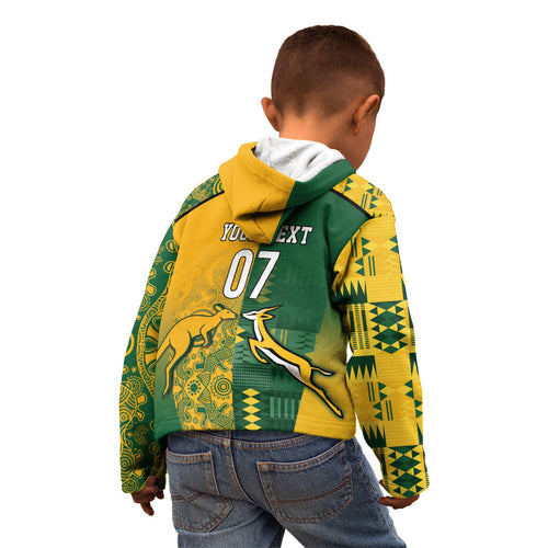 Australia - South Africa Rugby Custom Indigenous Motifs Kid Hoodie Bokke Vs Wallabies