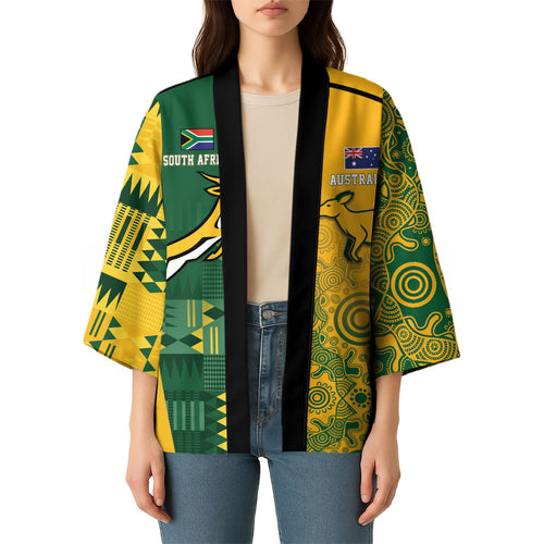 Australia - South Africa Rugby Custom Indigenous Motifs Kimono Bokke Vs Wallabies