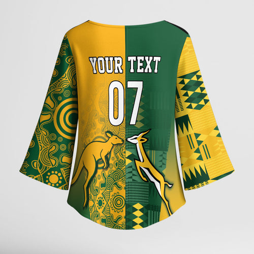 Australia - South Africa Rugby Custom Indigenous Motifs Kimono Sleeve Blouse Bokke Vs Wallabies