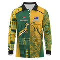 Australia - South Africa Rugby Custom Indigenous Motifs Long Sleeve Polo Shirt Bokke Vs Wallabies