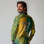 Australia - South Africa Rugby Custom Indigenous Motifs Long Sleeve Polo Shirt Bokke Vs Wallabies