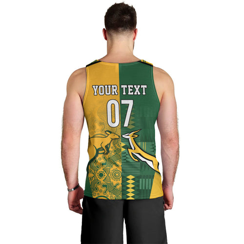 Australia - South Africa Rugby Custom Indigenous Motifs Men Tank Top Bokke Vs Wallabies