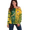 Australia - South Africa Rugby Custom Indigenous Motifs Off Shoulder Sweater Bokke Vs Wallabies