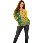 Australia - South Africa Rugby Custom Indigenous Motifs Off Shoulder Sweater Bokke Vs Wallabies