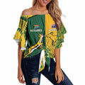Australia - South Africa Rugby Custom Indigenous Motifs Off Shoulder Wrap Waist Top Bokke Vs Wallabies