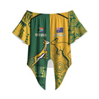 Australia - South Africa Rugby Custom Indigenous Motifs Off Shoulder Wrap Waist Top Bokke Vs Wallabies